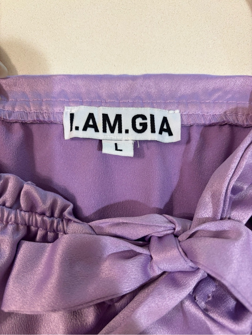 I.AM.GIA Lavender Puff-Sleeve Off-Shoulder Crop Top - Picture 2 of 8